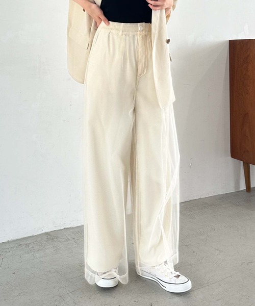 archives（アルシーヴ）の「チュールレイヤードパンツ（その他パンツ・レディース・アイボリー/ブラック/ブルーグレー・MEDIUM）」の6枚目の写真