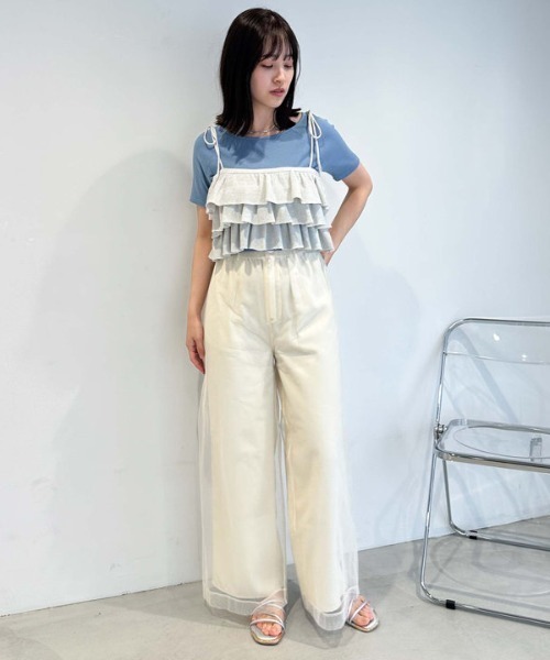 archives（アルシーヴ）の「チュールレイヤードパンツ（その他パンツ・レディース・アイボリー/ブラック/ブルーグレー・MEDIUM）」の15枚目の写真