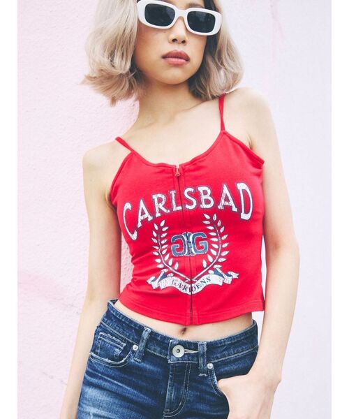 GYDA（ジェイダ）の「CARLSBADフロントZIP UPビスチェ（キャミソール・レディース・オフホワイト/ブラック/レッド・FREE）」の10枚目の写真