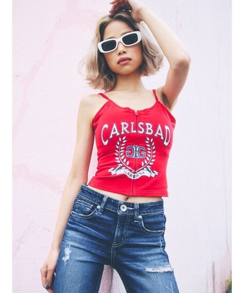 GYDA（ジェイダ）の「CARLSBADフロントZIP UPビスチェ（キャミソール・レディース・オフホワイト/ブラック/レッド・FREE）」の11枚目の写真