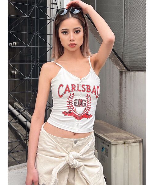 GYDA（ジェイダ）の「CARLSBADフロントZIP UPビスチェ（キャミソール・レディース・オフホワイト/ブラック/レッド・FREE）」の8枚目の写真