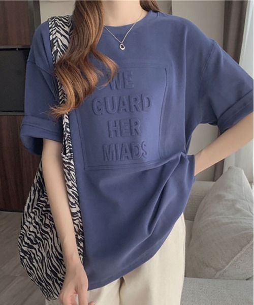 kirakiraShop(キラキラショップ)の「立体ロゴ オーバー Tシャツ(Tシャツ/カットソー・レディース・ホワイト/ブラウン/ブラック/ブルー系その他/チャコール・XL/L/M)」の5枚目の写真