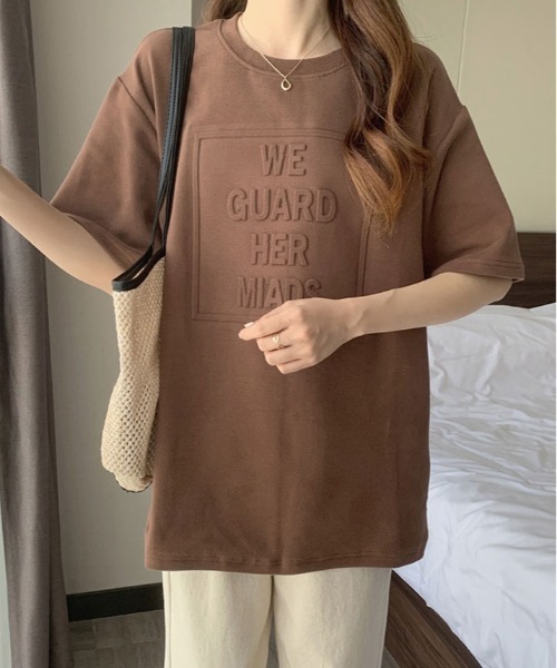 kirakiraShop(キラキラショップ)の「立体ロゴ オーバー Tシャツ(Tシャツ/カットソー・レディース・ホワイト/ブラウン/ブラック/ブルー系その他/チャコール・XL/L/M)」の8枚目の写真