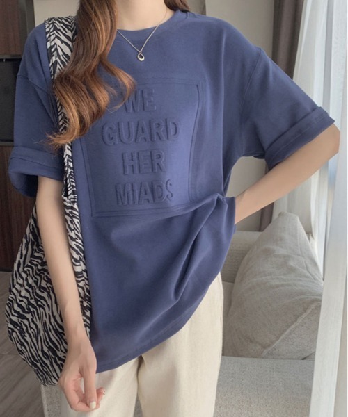 kirakiraShop(キラキラショップ)の「立体ロゴ オーバー Tシャツ(Tシャツ/カットソー・レディース・ホワイト/ブラウン/ブラック/ブルー系その他/チャコール・XL/L/M)」の10枚目の写真