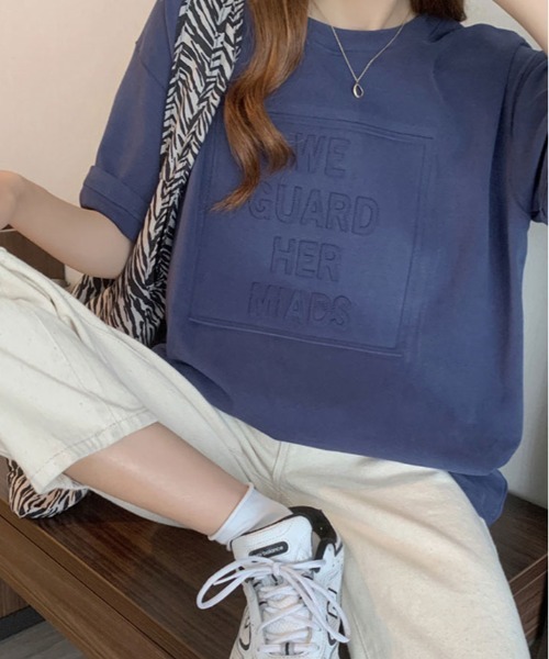 kirakiraShop(キラキラショップ)の「立体ロゴ オーバー Tシャツ(Tシャツ/カットソー・レディース・ホワイト/ブラウン/ブラック/ブルー系その他/チャコール・XL/L/M)」の11枚目の写真