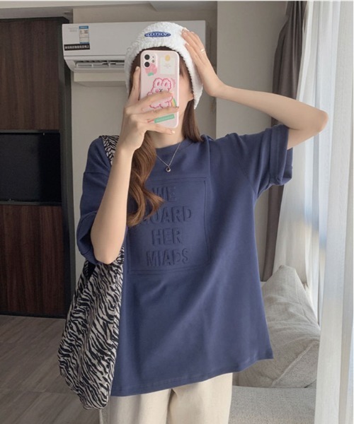 kirakiraShop(キラキラショップ)の「立体ロゴ オーバー Tシャツ(Tシャツ/カットソー・レディース・ホワイト/ブラウン/ブラック/ブルー系その他/チャコール・XL/L/M)」の12枚目の写真