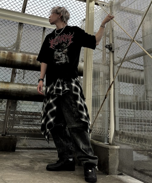 A‘gem 9（エージェムナイン）の「A'GEM/9 × .kom 『A'GEM/9/エージェムナイン』 加工エンジェル半袖Tシャツ（Tシャツ/カットソー・メンズ・チャコールグレー/ブラック/サックスブルー・FREE）」の7枚目の写真