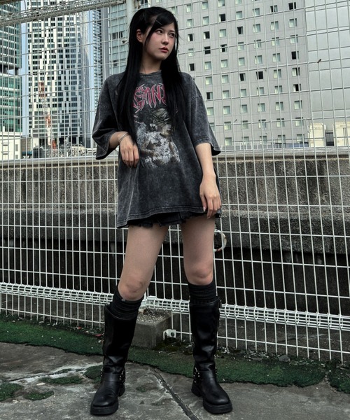 A‘gem 9（エージェムナイン）の「A'GEM/9 × .kom 『A'GEM/9/エージェムナイン』 加工エンジェル半袖Tシャツ（Tシャツ/カットソー・メンズ・チャコールグレー/ブラック/サックスブルー・FREE）」の5枚目の写真