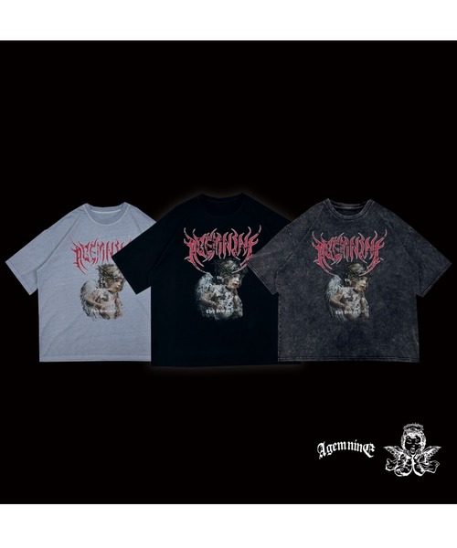 A‘gem 9（エージェムナイン）の「A'GEM/9 × .kom 『A'GEM/9/エージェムナイン』 加工エンジェル半袖Tシャツ（Tシャツ/カットソー・メンズ・チャコールグレー/ブラック/サックスブルー・FREE）」の14枚目の写真