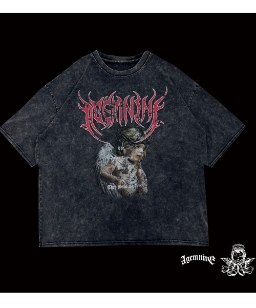 A‘gem 9（エージェムナイン）の「A'GEM/9 × .kom 『A'GEM/9/エージェムナイン』 加工エンジェル半袖Tシャツ（Tシャツ/カットソー・メンズ・チャコールグレー/ブラック/サックスブルー・FREE）」の12枚目の写真