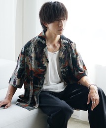 【MinoriTY select】さらさらオープンカラー総柄半袖シャツ 開襟シャツ メンズ 柄シャツ 夏服 オーバーサイズ ビッグシルエット ルーズフィット