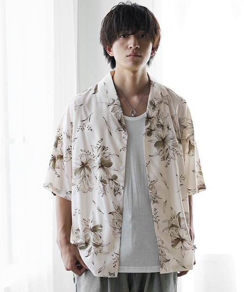 MinoriTY（マイノリティ）の「【MinoriTY select】さらさらオープンカラー総柄半袖シャツ 開襟シャツ メンズ 柄シャツ 夏服 オーバーサイズ ビッグシルエット ルーズフィット（シャツ/ブラウス・メンズ・A/B/K/L/I/J/G/H/E/F/C/D・S/M/L）」の5枚目の写真