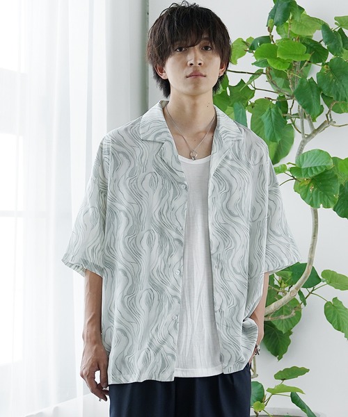 MinoriTY（マイノリティ）の「【MinoriTY select】さらさらオープンカラー総柄半袖シャツ 開襟シャツ メンズ 柄シャツ 夏服 オーバーサイズ ビッグシルエット ルーズフィット（シャツ/ブラウス・メンズ・A/B/K/L/I/J/G/H/E/F/C/D・S/M/L）」の10枚目の写真