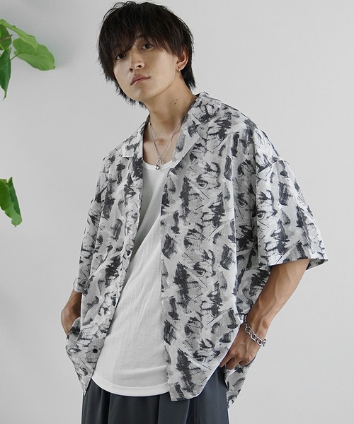 MinoriTY（マイノリティ）の「【MinoriTY select】さらさらオープンカラー総柄半袖シャツ 開襟シャツ メンズ 柄シャツ 夏服 オーバーサイズ ビッグシルエット ルーズフィット（シャツ/ブラウス・メンズ・A/B/K/L/I/J/G/H/E/F/C/D・S/M/L）」の11枚目の写真