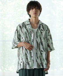【MinoriTY select】さらさらオープンカラー総柄半袖シャツ 開襟シャツ メンズ 柄シャツ 夏服 オーバーサイズ ビッグシルエット ルーズフィット