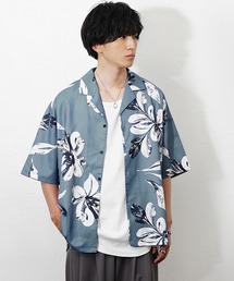 【MinoriTY select】さらさらオープンカラー総柄半袖シャツ 開襟シャツ メンズ 柄シャツ 夏服 オーバーサイズ ビッグシルエット ルーズフィット