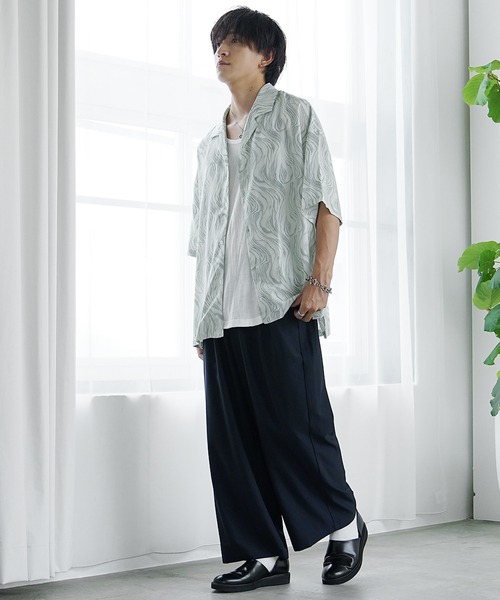 LE s50年代をモチーフにしたオープンシャツ。 SAVOY CLOTHING Geometric Switch S/S Lounge Shirts 半袖 サヴォイ