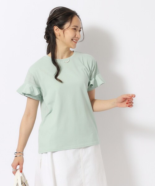 DRESKIP(ドレスキップ)の「◆ほんのり甘い シアーチェック お袖フリルトップス(Tシャツ/カットソー・レディース・グリーン系/オフホワイト/ブラック/イエロー系その他/ボルドー・02/03/04/01)」の12枚目の写真
