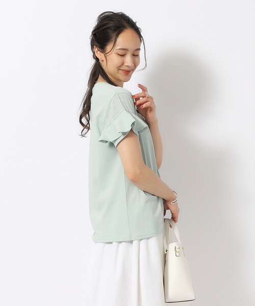 DRESKIP(ドレスキップ)の「◆ほんのり甘い シアーチェック お袖フリルトップス(Tシャツ/カットソー・レディース・グリーン系/オフホワイト/ブラック/イエロー系その他/ボルドー・02/03/04/01)」の13枚目の写真