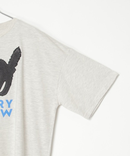 notch.（ノッチ）の「アングリーキャットサガラ刺繍Tシャツ（Tシャツ/カットソー・レディース・ライトグレー/オフホワイト・M）」の6枚目の写真