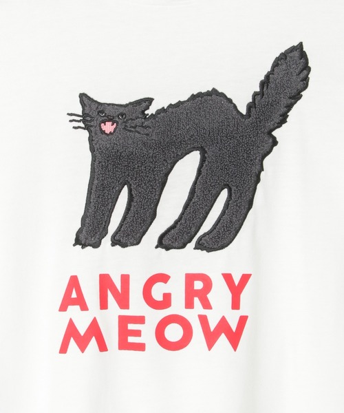 notch.（ノッチ）の「アングリーキャットサガラ刺繍Tシャツ（Tシャツ/カットソー・レディース・ライトグレー/オフホワイト・M）」の10枚目の写真