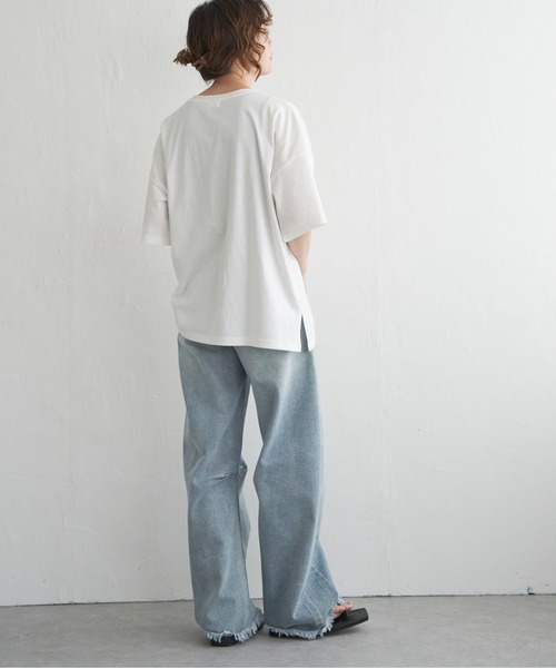 notch.（ノッチ）の「アングリーキャットサガラ刺繍Tシャツ（Tシャツ/カットソー・レディース・ライトグレー/オフホワイト・M）」の18枚目の写真