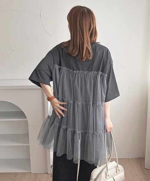 apres jour(アプレジュール)の「チュールティアードTシャツ【ZOZOTOWN限定アイテム】(チュニック・レディース・チャコールグレー/ブラック・フリー/X-LARGE)」の10枚目の写真