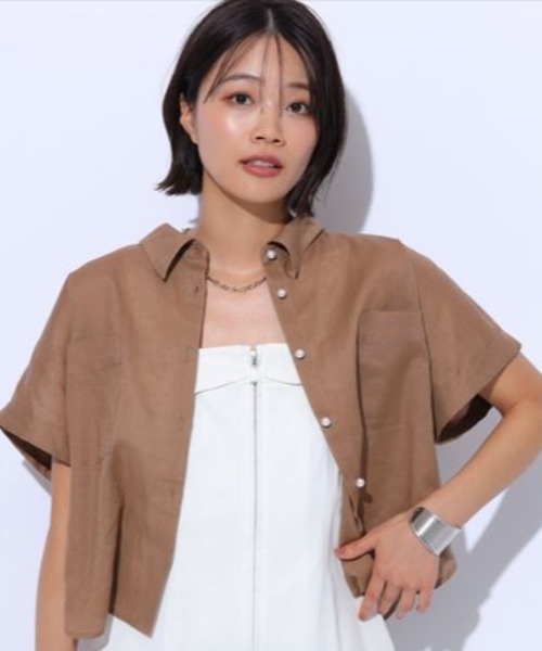 リネン半袖シアーシャツ
