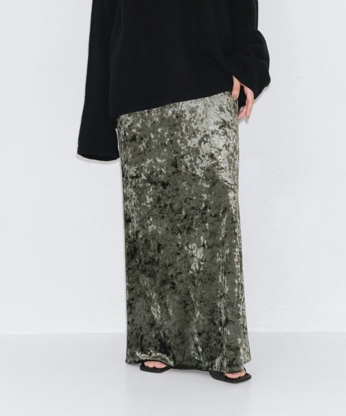 ENCIRCLE（エンサークル）の「【ENCIRCLE/エンサークル】Velour skirt/ベロアスカート（スカート・レディース・ブラウン/カーキ・FREE）」の2枚目の写真