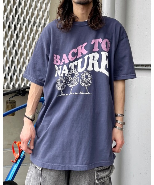 MODISH GAZE(モディシュガゼ)の「【MODISH GAZE】BACK TO NATURE ピグメント加工 ビッグシルエットTシャツ (CP)(Tシャツ/カットソー・レディース・ネイビー/アイボリー/スミクロ・FREE)」の5枚目の写真