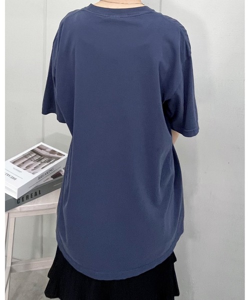 MODISH GAZE(モディシュガゼ)の「【MODISH GAZE】BACK TO NATURE ピグメント加工 ビッグシルエットTシャツ (CP)(Tシャツ/カットソー・レディース・ネイビー/アイボリー/スミクロ・FREE)」の12枚目の写真
