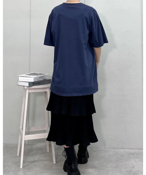 MODISH GAZE(モディシュガゼ)の「【MODISH GAZE】BACK TO NATURE ピグメント加工 ビッグシルエットTシャツ (CP)(Tシャツ/カットソー・レディース・ネイビー/アイボリー/スミクロ・FREE)」の13枚目の写真