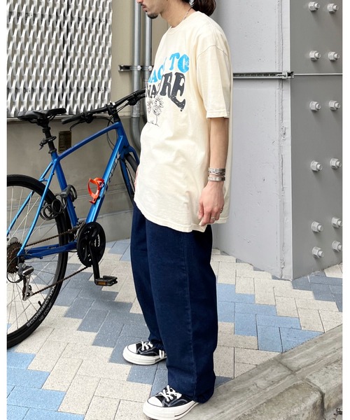 MODISH GAZE(モディシュガゼ)の「【MODISH GAZE】BACK TO NATURE ピグメント加工 ビッグシルエットTシャツ (CP)(Tシャツ/カットソー・レディース・ネイビー/アイボリー/スミクロ・FREE)」の18枚目の写真