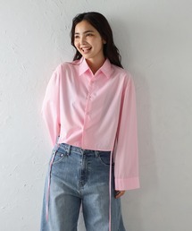 サイドギャザークロップドシャツ