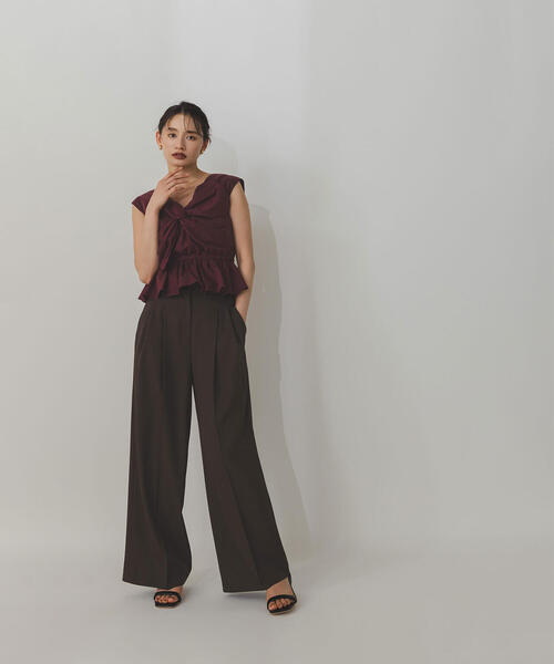 NATURAL BEAUTY BASIC(ナチュラルビューティーベーシック)の「◇ダブルタックワイドパンツ(その他パンツ・レディース・ベージュ/ダークブラウン・MEDIUM/SMALL)」の2枚目の写真