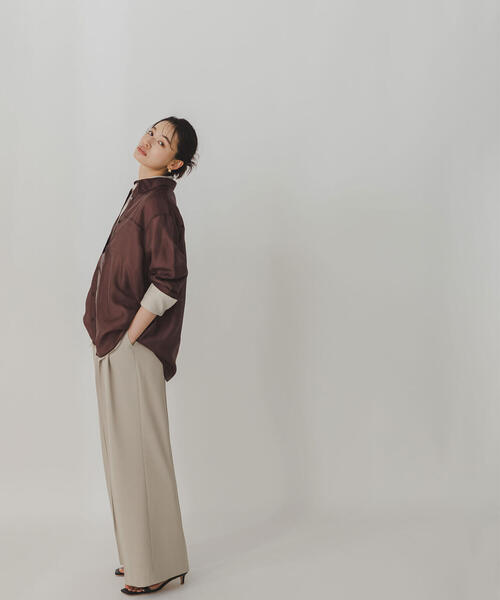 NATURAL BEAUTY BASIC(ナチュラルビューティーベーシック)の「◇ダブルタックワイドパンツ(その他パンツ・レディース・ベージュ/ダークブラウン・MEDIUM/SMALL)」の1枚目の写真