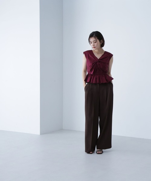 NATURAL BEAUTY BASIC(ナチュラルビューティーベーシック)の「◇ダブルタックワイドパンツ(その他パンツ・レディース・ベージュ/ダークブラウン・MEDIUM/SMALL)」の12枚目の写真