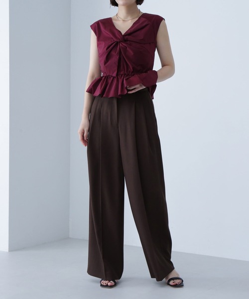 NATURAL BEAUTY BASIC(ナチュラルビューティーベーシック)の「◇ダブルタックワイドパンツ(その他パンツ・レディース・ベージュ/ダークブラウン・MEDIUM/SMALL)」の8枚目の写真