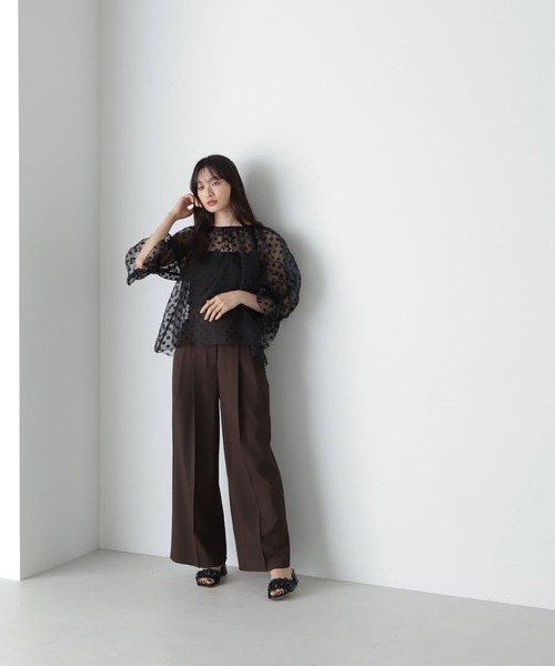 NATURAL BEAUTY BASIC(ナチュラルビューティーベーシック)の「◇ダブルタックワイドパンツ(その他パンツ・レディース・ベージュ/ダークブラウン・MEDIUM/SMALL)」の9枚目の写真