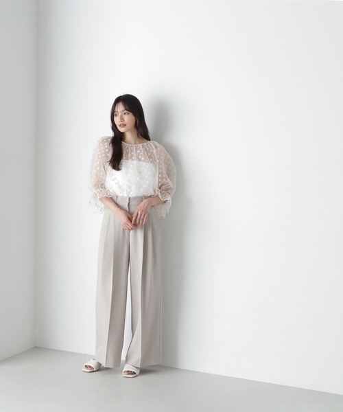 NATURAL BEAUTY BASIC(ナチュラルビューティーベーシック)の「◇ダブルタックワイドパンツ(その他パンツ・レディース・ベージュ/ダークブラウン・MEDIUM/SMALL)」の6枚目の写真