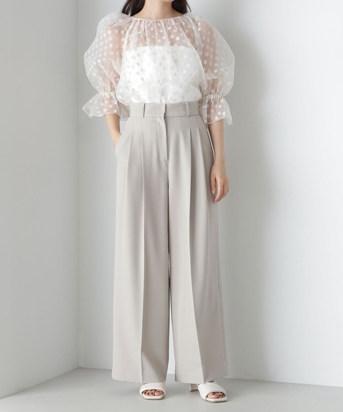 NATURAL BEAUTY BASIC(ナチュラルビューティーベーシック)の「◇ダブルタックワイドパンツ(その他パンツ・レディース・ベージュ/ダークブラウン・MEDIUM/SMALL)」の4枚目の写真