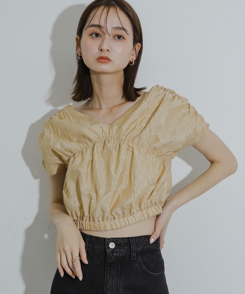 SENSE OF PLACE by URBAN RESEARCH（センスオブプレイスバイアーバンリサーチ）の「クロップドギャザーブラウス（シャツ/ブラウス・レディース・ベージュ/ライトブルー/オフホワイト・ONE）」の22枚目の写真