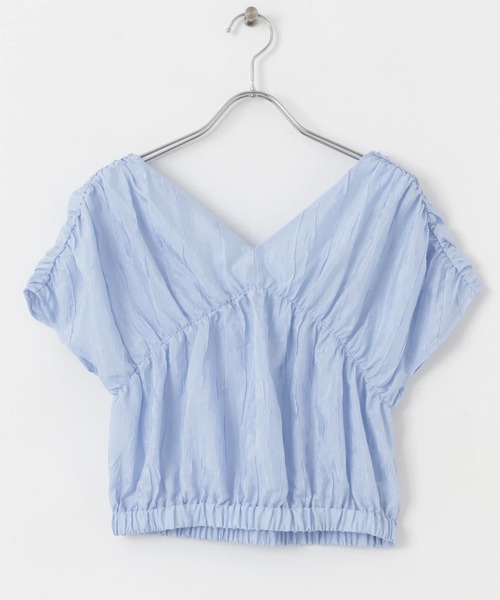 SENSE OF PLACE by URBAN RESEARCH（センスオブプレイスバイアーバンリサーチ）の「クロップドギャザーブラウス（シャツ/ブラウス・レディース・ベージュ/ライトブルー/オフホワイト・ONE）」の10枚目の写真