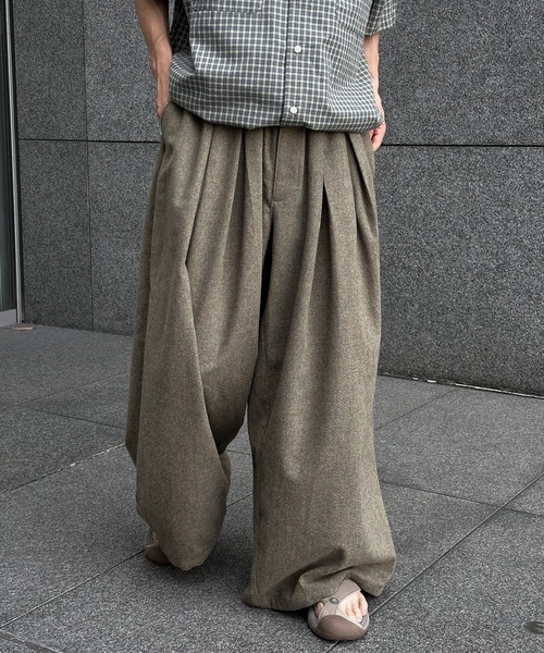 リネンタッチワイドパンツ