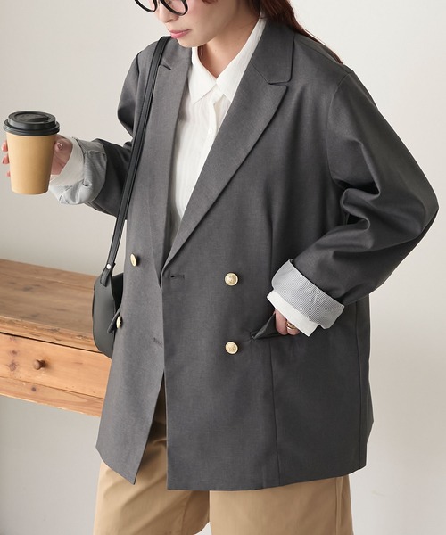 金ボタン ダブルブレスト ブレザー/テーラードジャケット