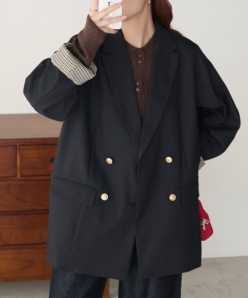 アルアバイルꕤ金ボタン テーラードジャケット ダブルブレスト ブレザー 秋冬 セール】金ボタン ダブルブレスト ブレザー/テーラード