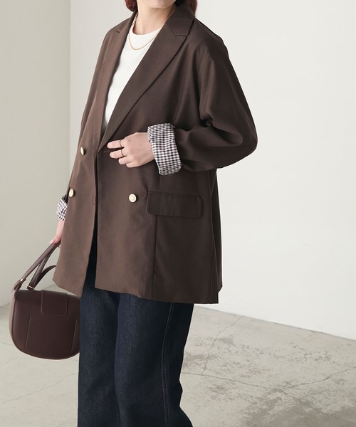 金ボタン ダブルブレスト ブレザー/テーラードジャケット