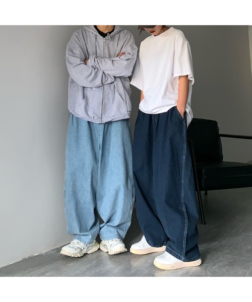 Bling Leads(ブリングリーズ)の「/Bling leads/ワイドバルーンデニムパンツ(デニムパンツ・メンズ・ブルー/サックスブルー・SMALL/LARGE/X-LARGE/MEDIUM)」の3枚目の写真