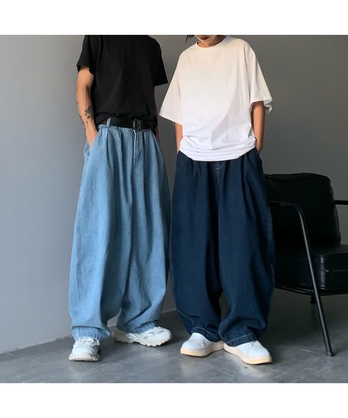Bling Leads(ブリングリーズ)の「/Bling leads/ワイドバルーンデニムパンツ(デニムパンツ・メンズ・ブルー/サックスブルー・SMALL/LARGE/X-LARGE/MEDIUM)」の5枚目の写真