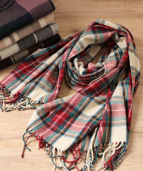 セール】チェック柄 大判ストール（マフラー）｜BEAMS HEART（ビームス